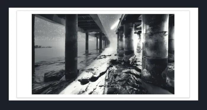 20.28-2.-50B-WATERSCAPES-JETTY-FORESHORE-Black-and-White-Photo-Lorne-65-2015