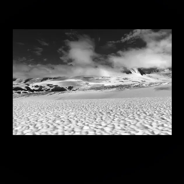 1.6-7K-ORIENTATION-Black-and-White-Photographs-4x3-MKBlue-MINIMALISM-SNOWCAPPED-MOUNTAIN-Alaska-USA-L1004192-2016