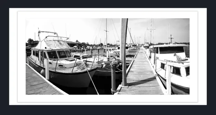 28-5-99-FINE-ART-BOAT-PHOTOGRAPHY-Black-and-White-Photo-L1018451-53-Fishermans-wharf-Paynesville-2019