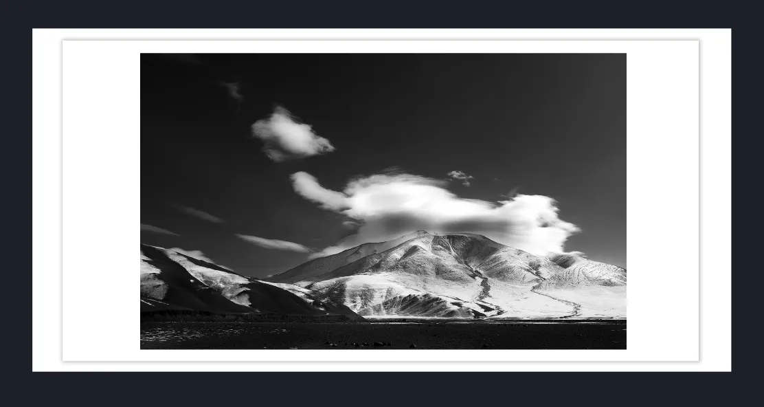 14.8 MOUNTAIN LANDSCAPE Black and White Photographs PANO3 9.8 X 21 Mongolia L1006863 2016